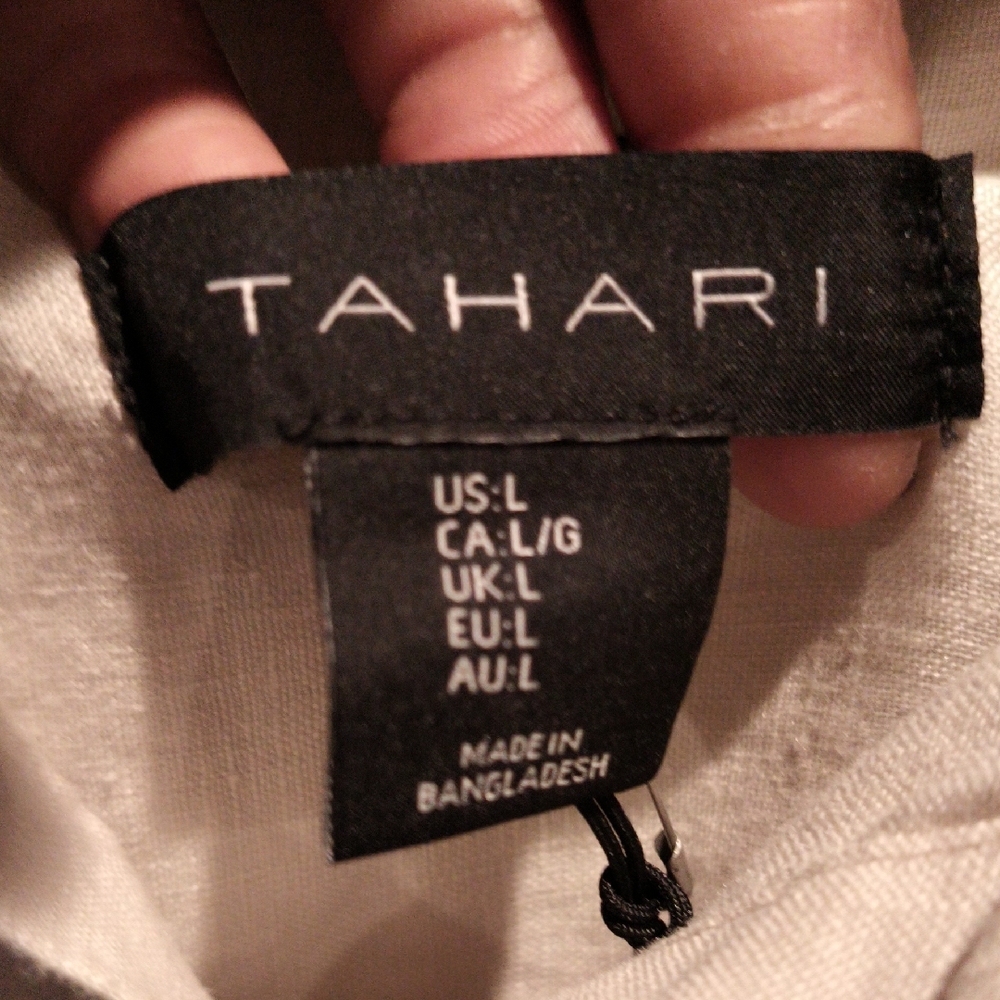FINAL PRICE NWT Tahari Beige/Cream 100% Linen Blouse Large